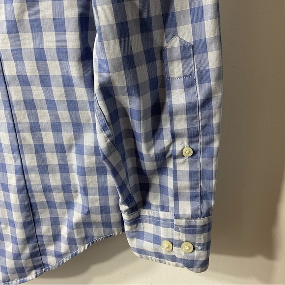 Banana Republic Blue Gingham Western Button Down Shirt Size M-L W, S Mens Cotton - Picture 5 of 11
